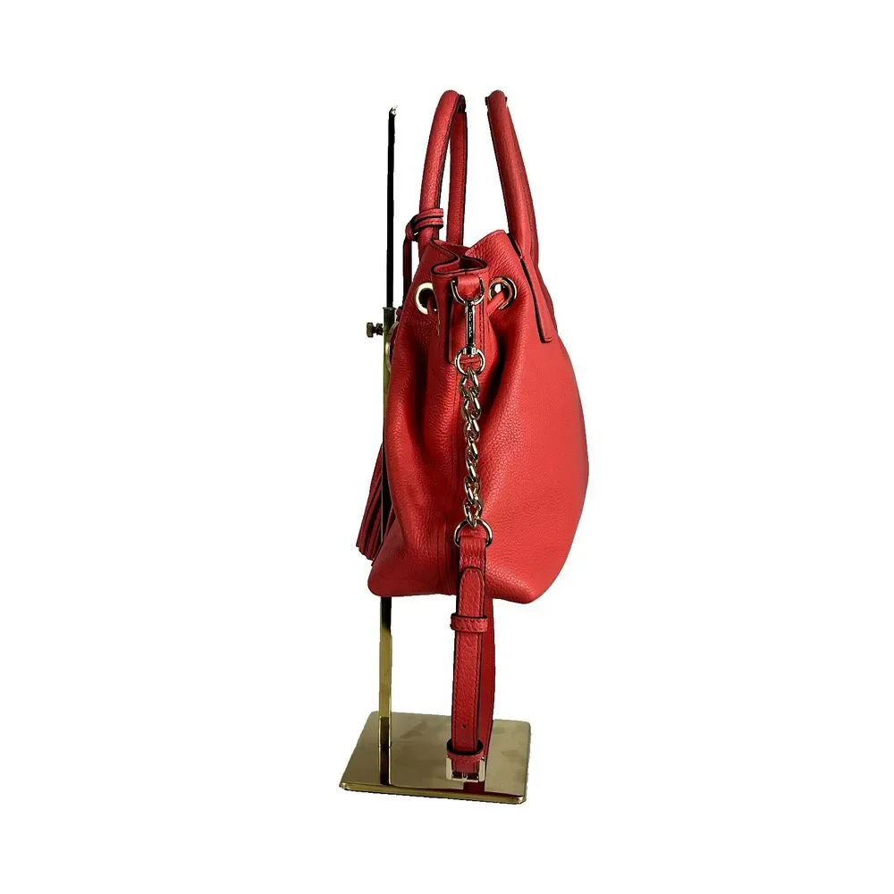 MICHAEL KORS Camden Satchel Crossbody Bag Coral Salmon Pink Leather Gold